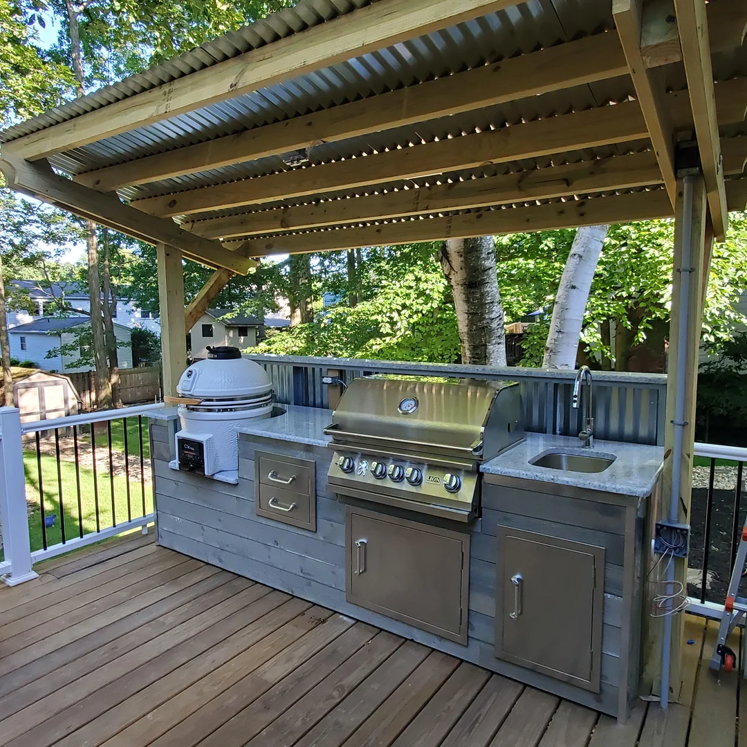 built in grill covered bbq area
