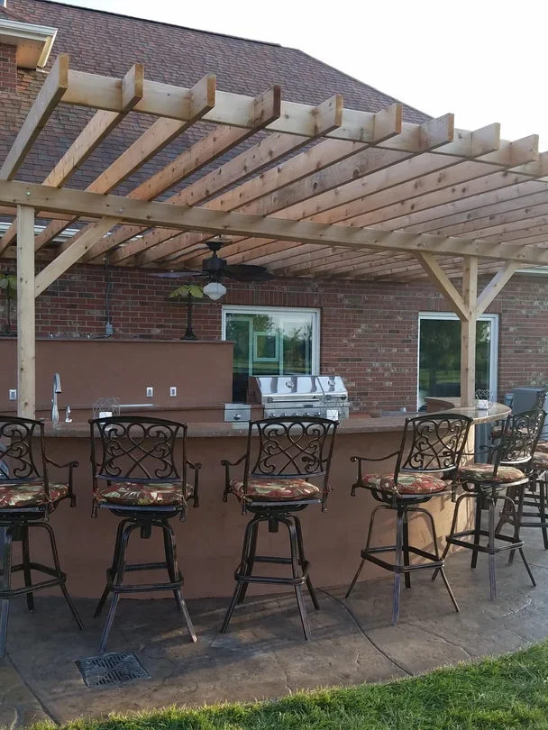 pergola seating with grill backyard
