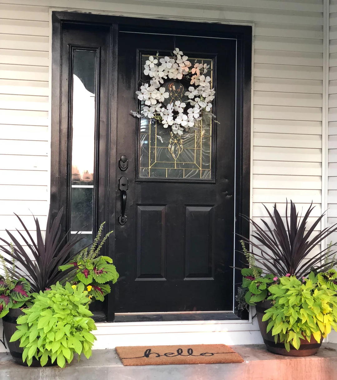 front door planters symmetrical entry ideas

