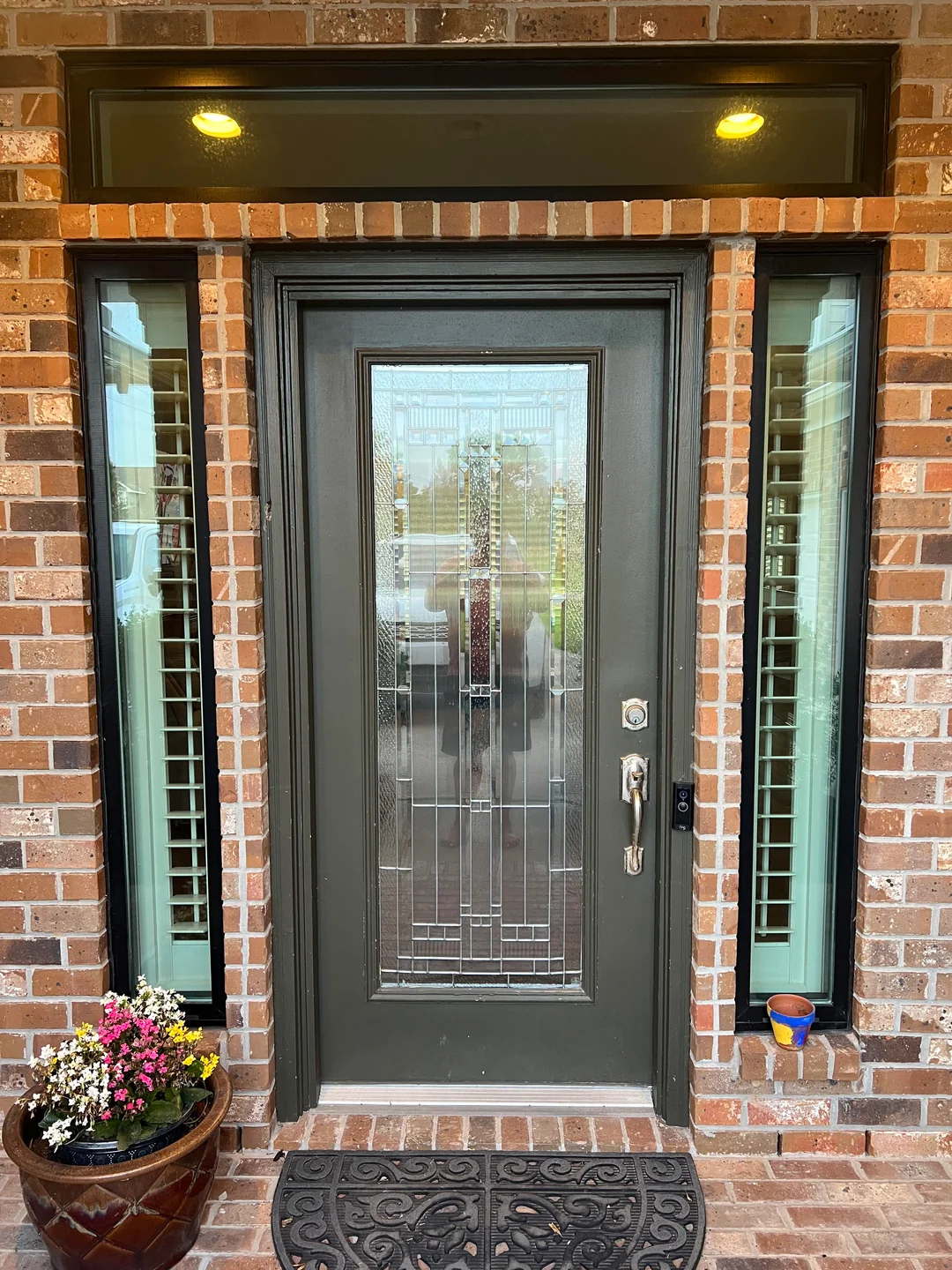 front door with glass panels exterior design ideas
