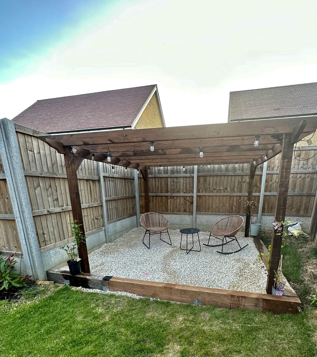 stone floor gazebo backyard