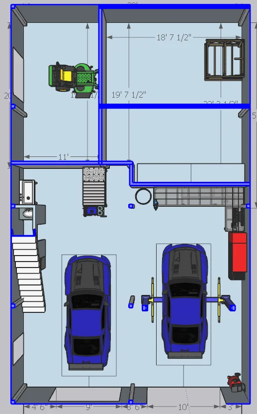 workshop layout design small garage workflow setup
