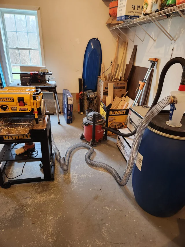dust collection system DIY workshop setup
